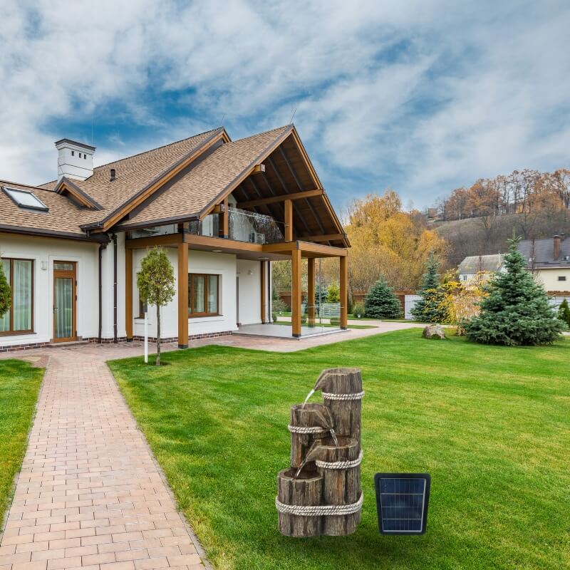 Dekorační fontána v dřevěném a elegantním stylu